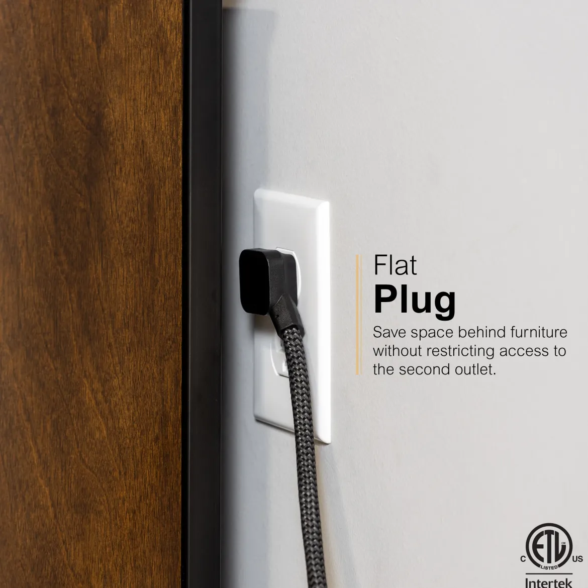 GE 6-Outlet Surge Protector With Adapter-Spaced Outlets, 6ft. Braided Cord, Black