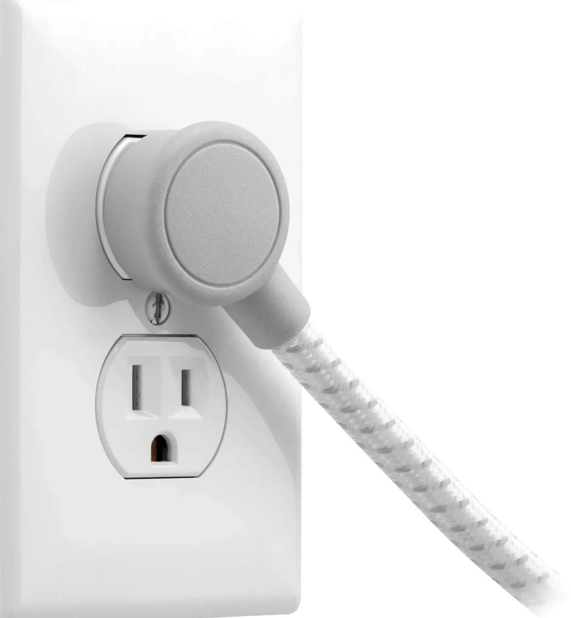 GE 3-Outlet Surge Protector with USB, 245 Joules, 1 USB-A & 1 USB-C Port, 4ft Braided Extension Cord, Flat Plug, White/Gray