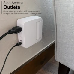 GE 5-Outlet Swivel Surge Tap with USB, 560J, 2 Ports, 2.4A, White, 2 Pack