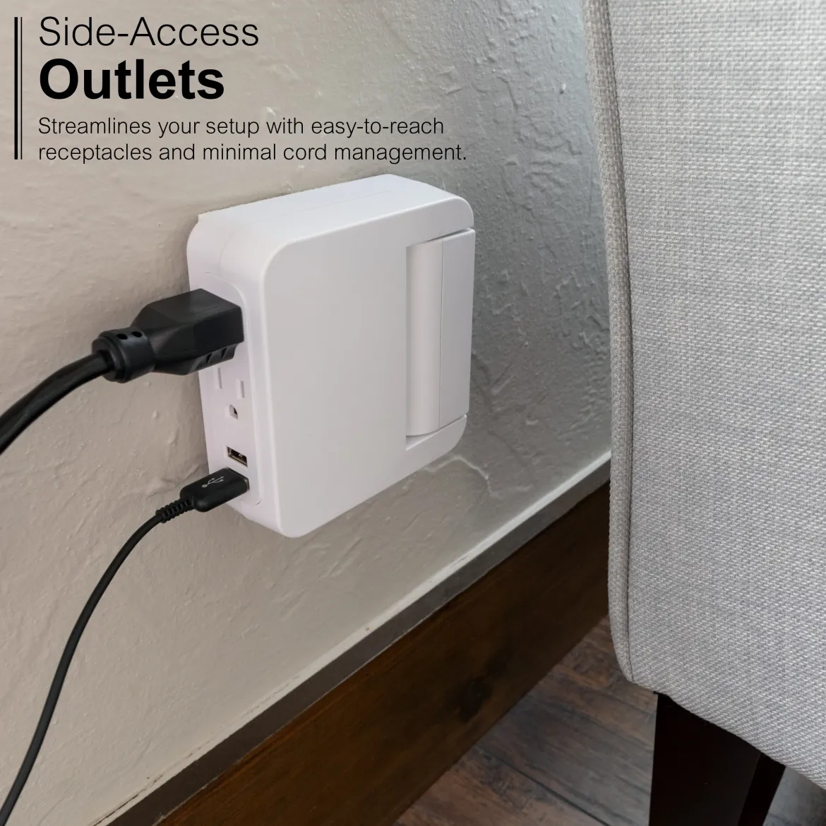 GE 5-Outlet Swivel Surge Tap with USB, 560J, 2 Ports, 2.4A, White, 2 Pack