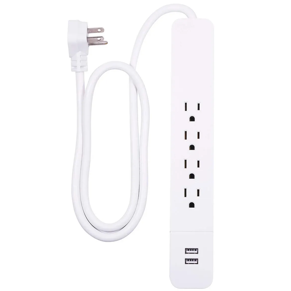 GE 4-Outlet 2-USB 3ft. Surge Protector, White