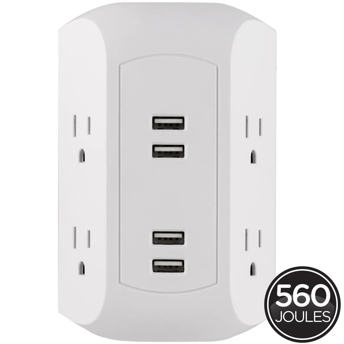 GE 4-Outlet 4-USB Surge Protector Wall Tap