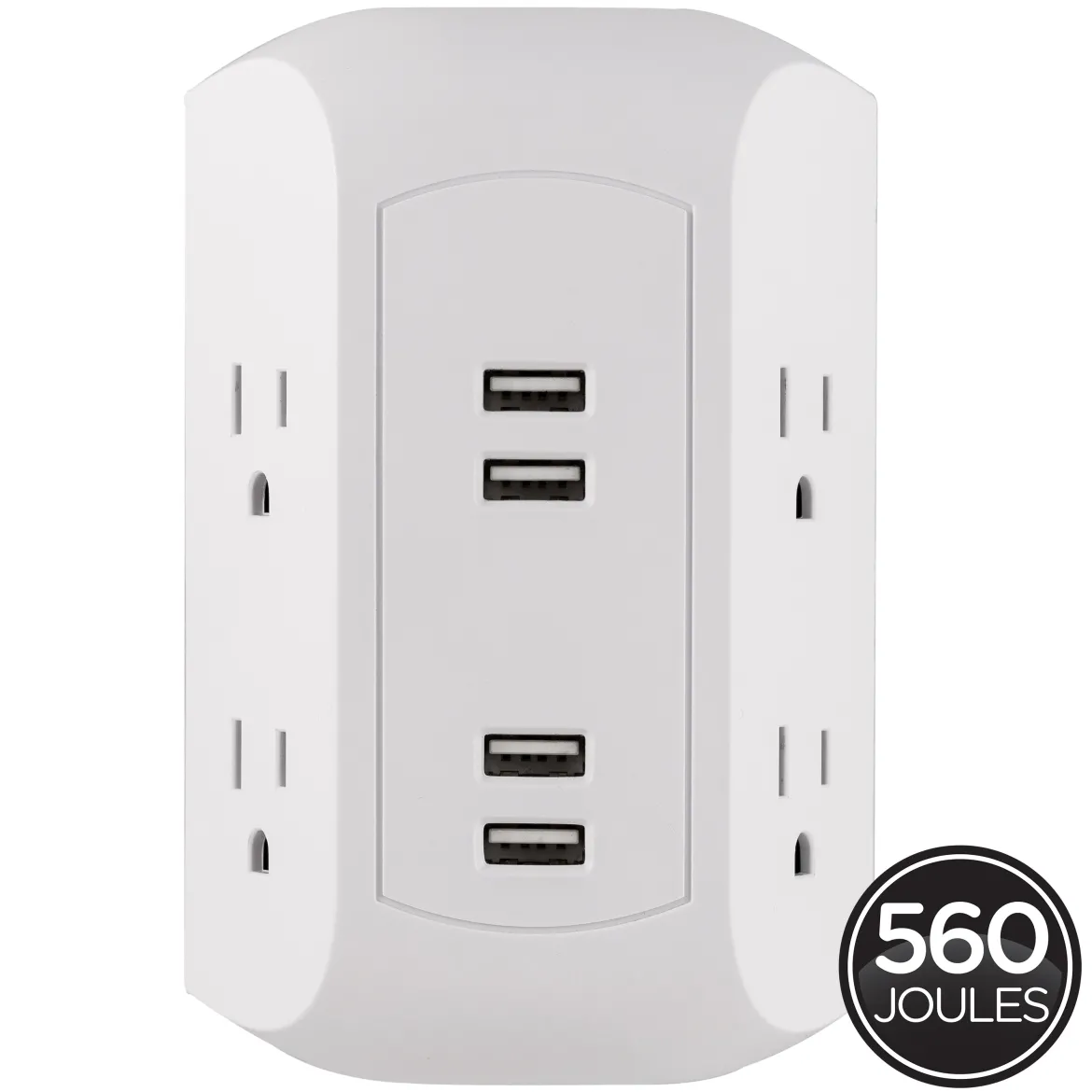 GE 4-Outlet 4-USB Surge Protector Wall Tap