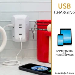 GE 4-Outlet 4-USB Surge Protector Wall Tap