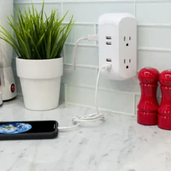 GE 4-Outlet 4-USB Surge Protector Wall Tap