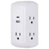 GE 5-Outlet 2-USB Wall Tap with Surge Protection and USB-C, White