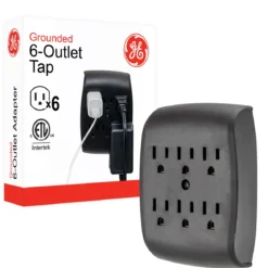 GE 6-Outlet Wall Tap, Black