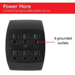 GE 6-Outlet Wall Tap, Black