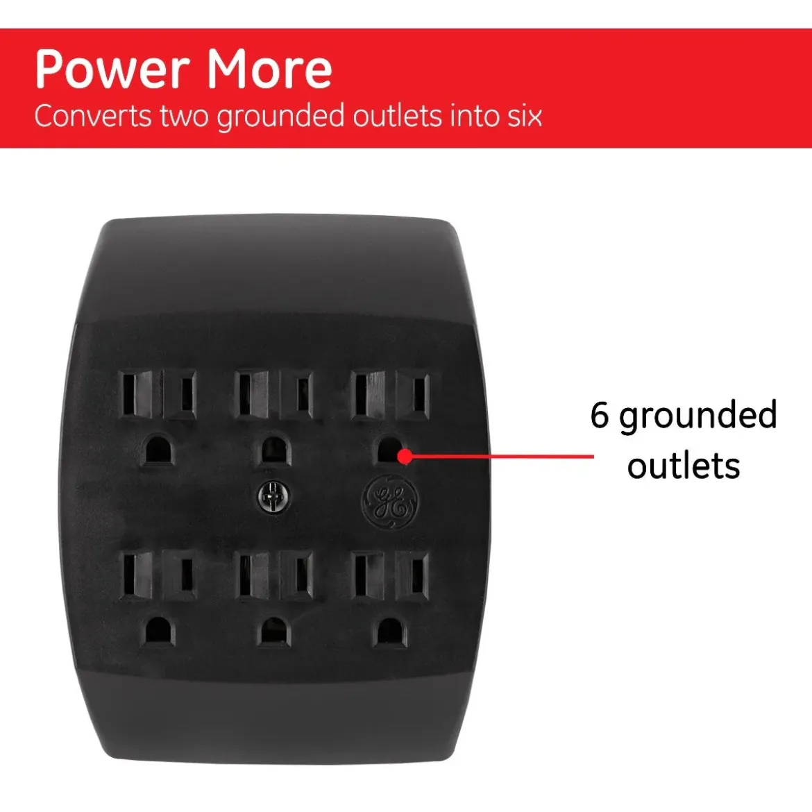 GE 6-Outlet Wall Tap, Black