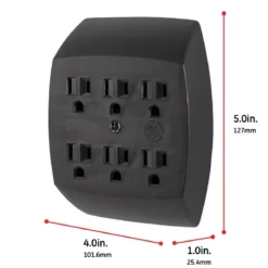 GE 6-Outlet Wall Tap, Black