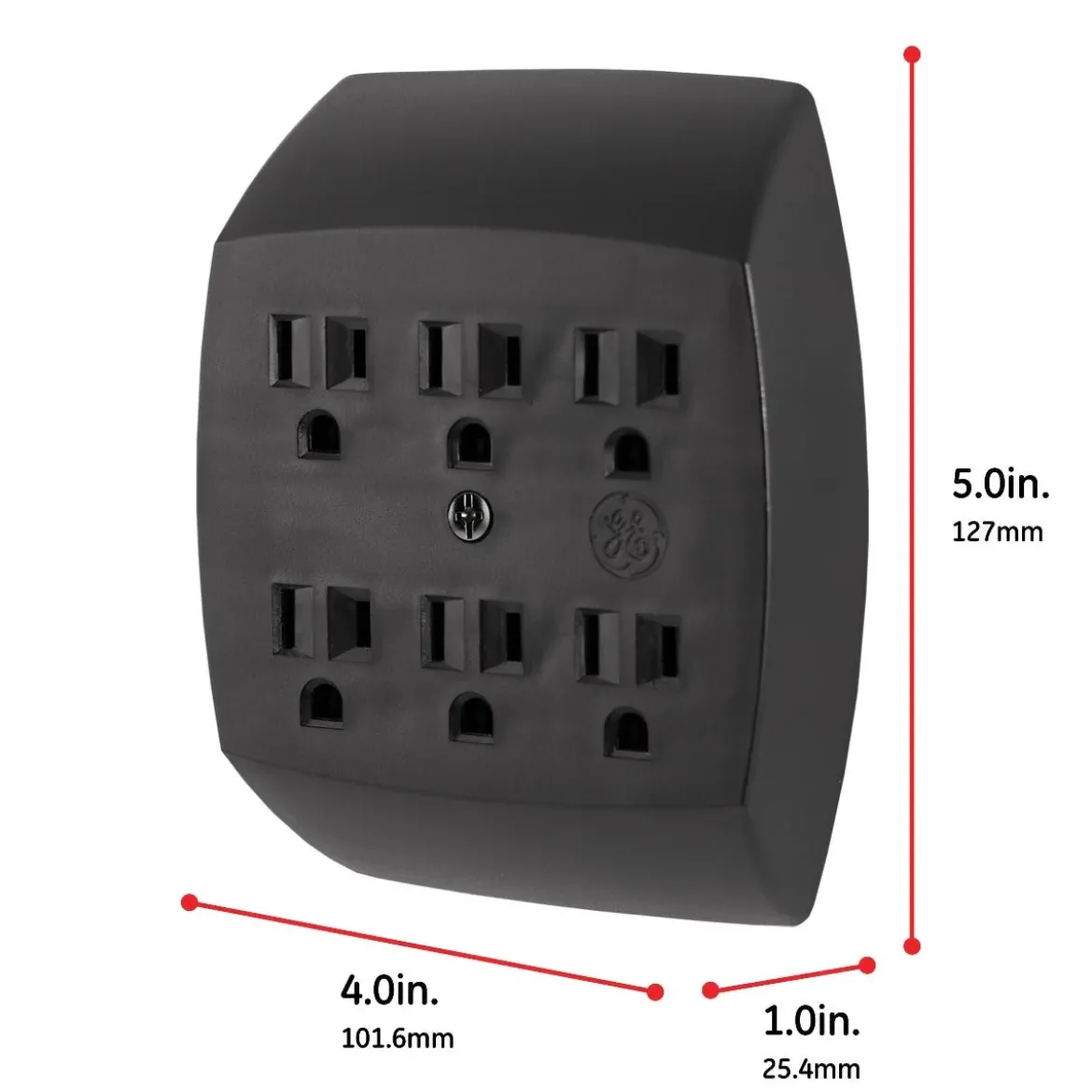 GE 6-Outlet Wall Tap, Black