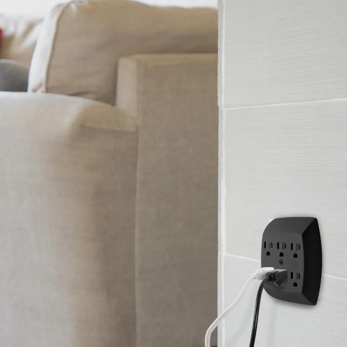 GE 6-Outlet Wall Tap, Black