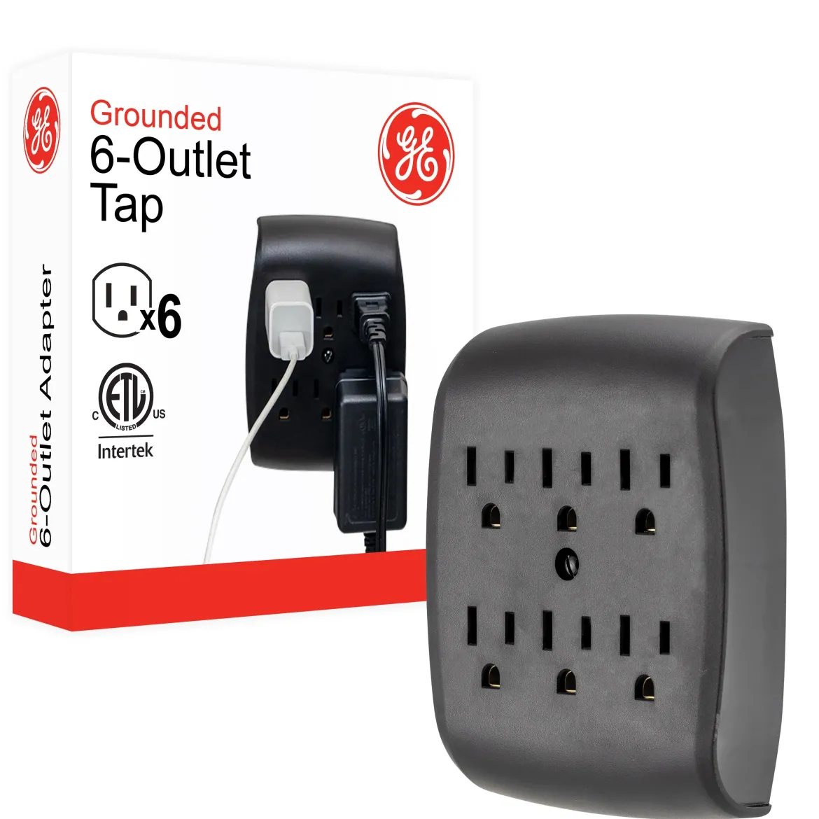 GE 6-Outlet Wall Tap, Black
