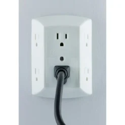 GE 6-Outlet Wall Tap, 2 Pack, White