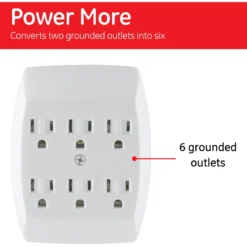 GE 6-Outlet Wall Tap, White