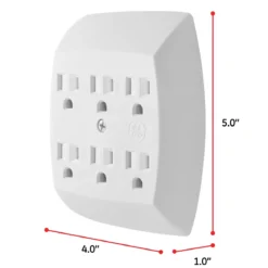 GE 6-Outlet Wall Tap, White