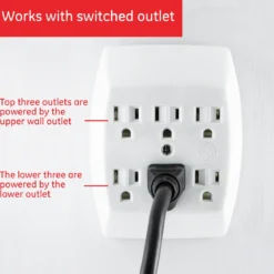 GE 6-Outlet Wall Tap, White