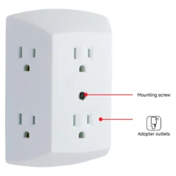 GE 6-Outlet Wall Tap, White