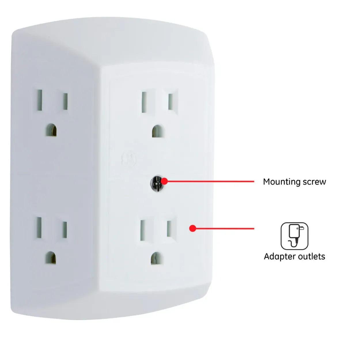 GE 6-Outlet Wall Tap, White