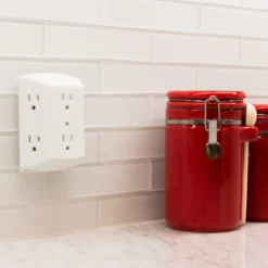 GE 6-Outlet Wall Tap, White