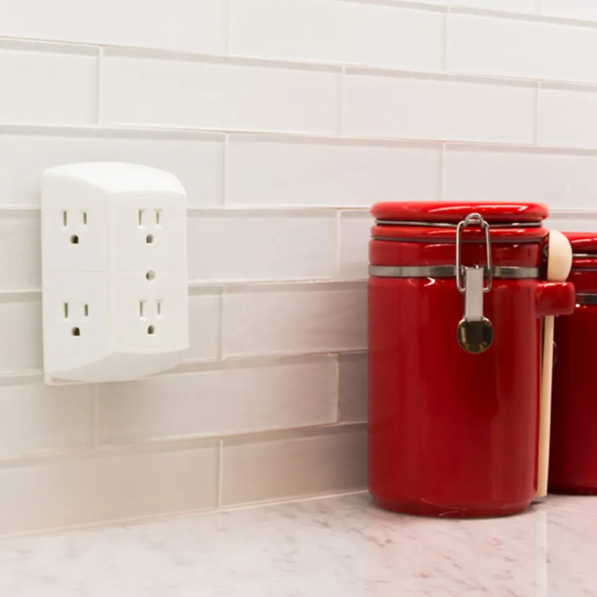GE 6-Outlet Wall Tap, White