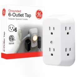 GE 6-Outlet Wall Tap, White