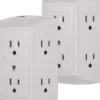 GE 6-Outlet Wall Tap with Resettable Circuit Breaker, 2 Pack, Gray