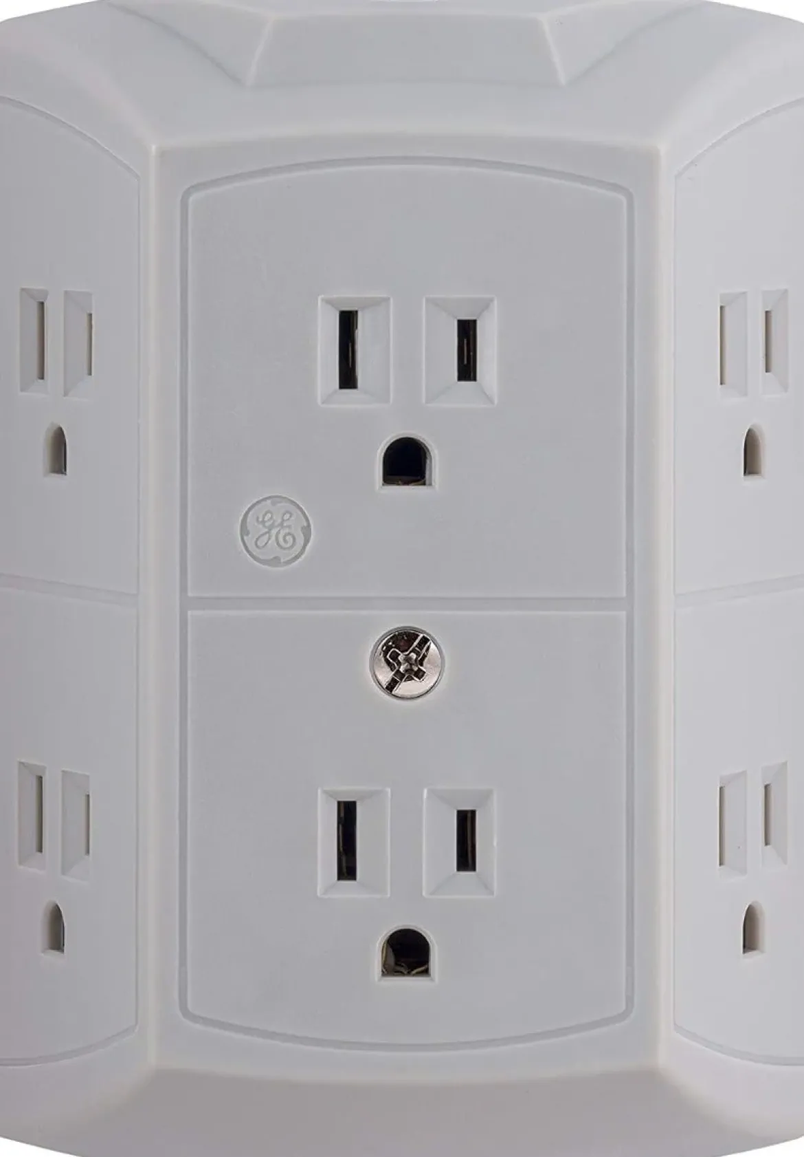 GE 6-Outlet Wall Tap with Resettable Circuit Breaker, 2 Pack, Gray