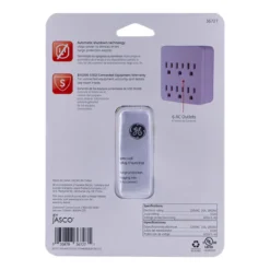 GE 6-Outlet Wall Tap with Surge Protection, White