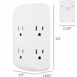 GE 6-Outlet Wall Tap with Surge Protection, White