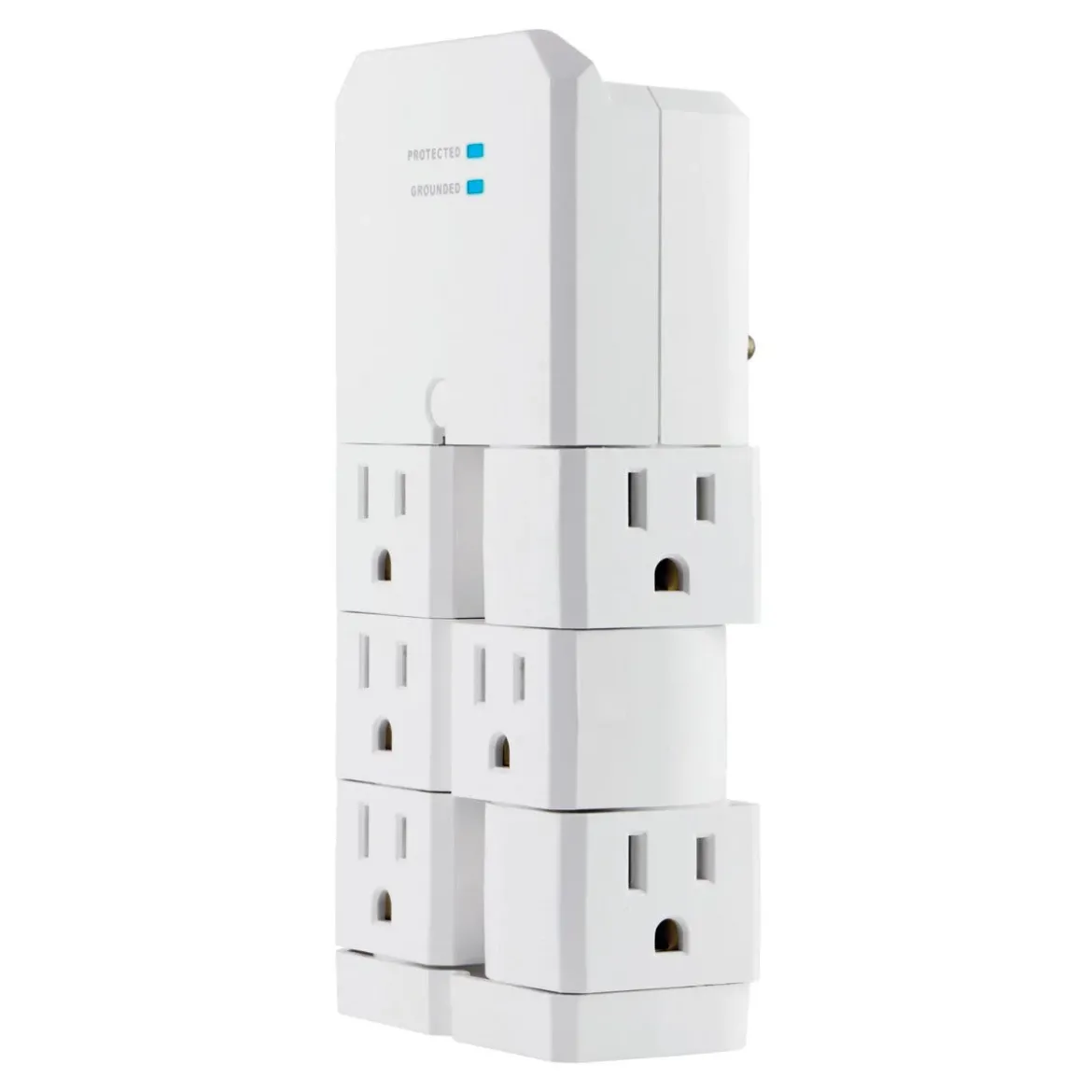 GE 6-Outlet Wall Tap with Surge Protection and Swivel Outlets, White