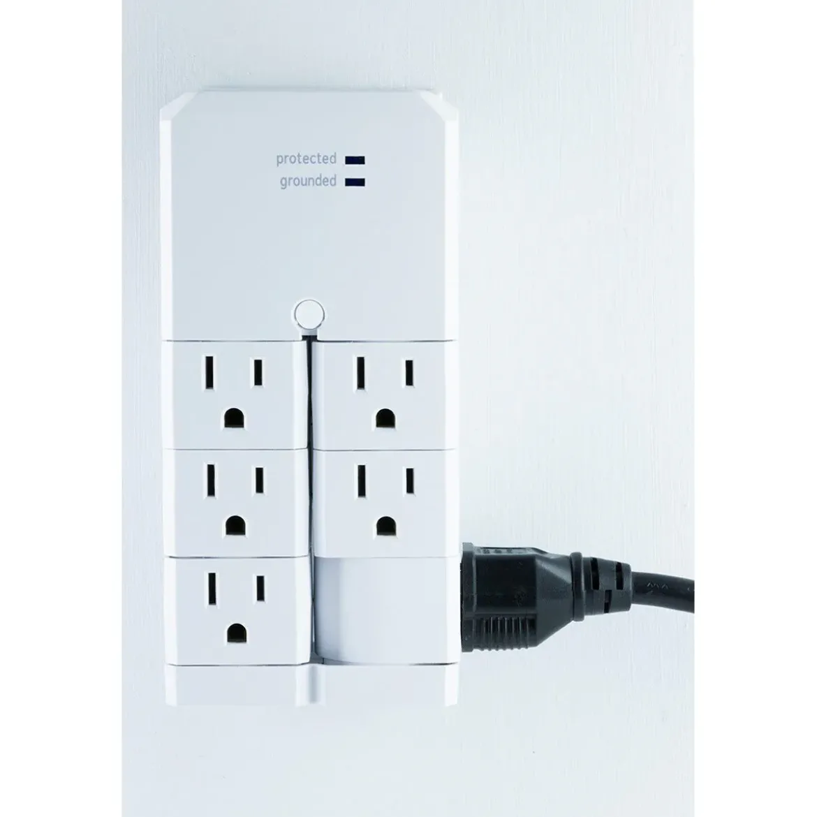 GE 6-Outlet Wall Tap with Surge Protection and Swivel Outlets, White
