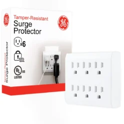 GE 6-Outlet Wall Tap with Surge Protection, White