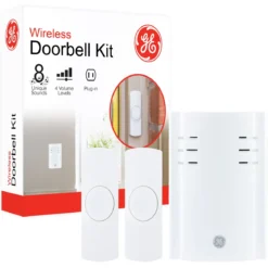 GE Plug-In 8-Chime Wireless Door Chime Kit with 2-Push Buttons, White