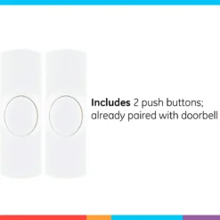 GE Plug-In 8-Chime Wireless Door Chime Kit with 2-Push Buttons, White