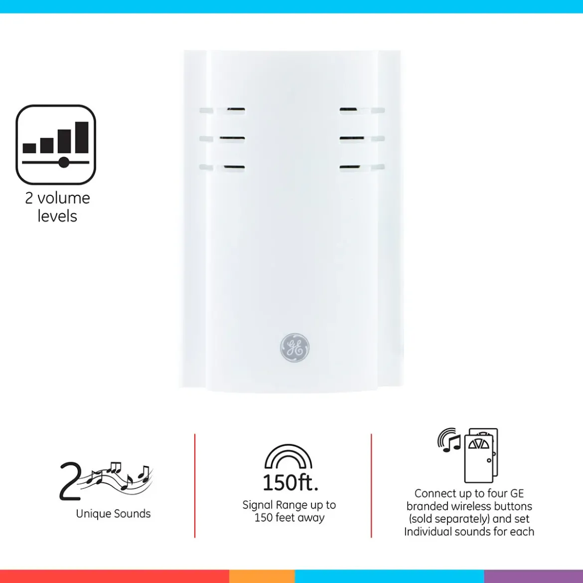 GE Plug-In 2-Chime Wireless Door Chime Kit, White