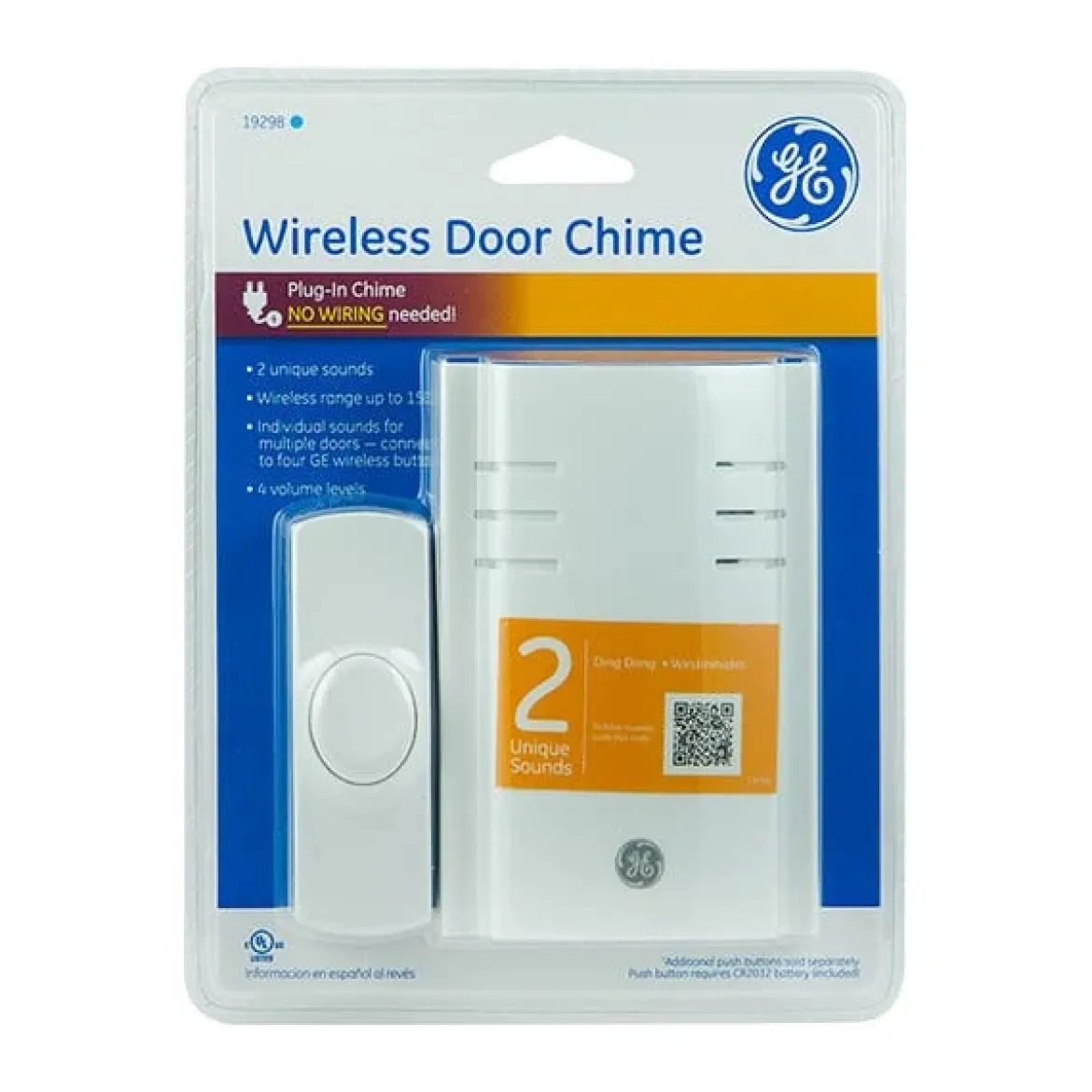 GE Plug-In 2-Chime Wireless Door Chime Kit, White