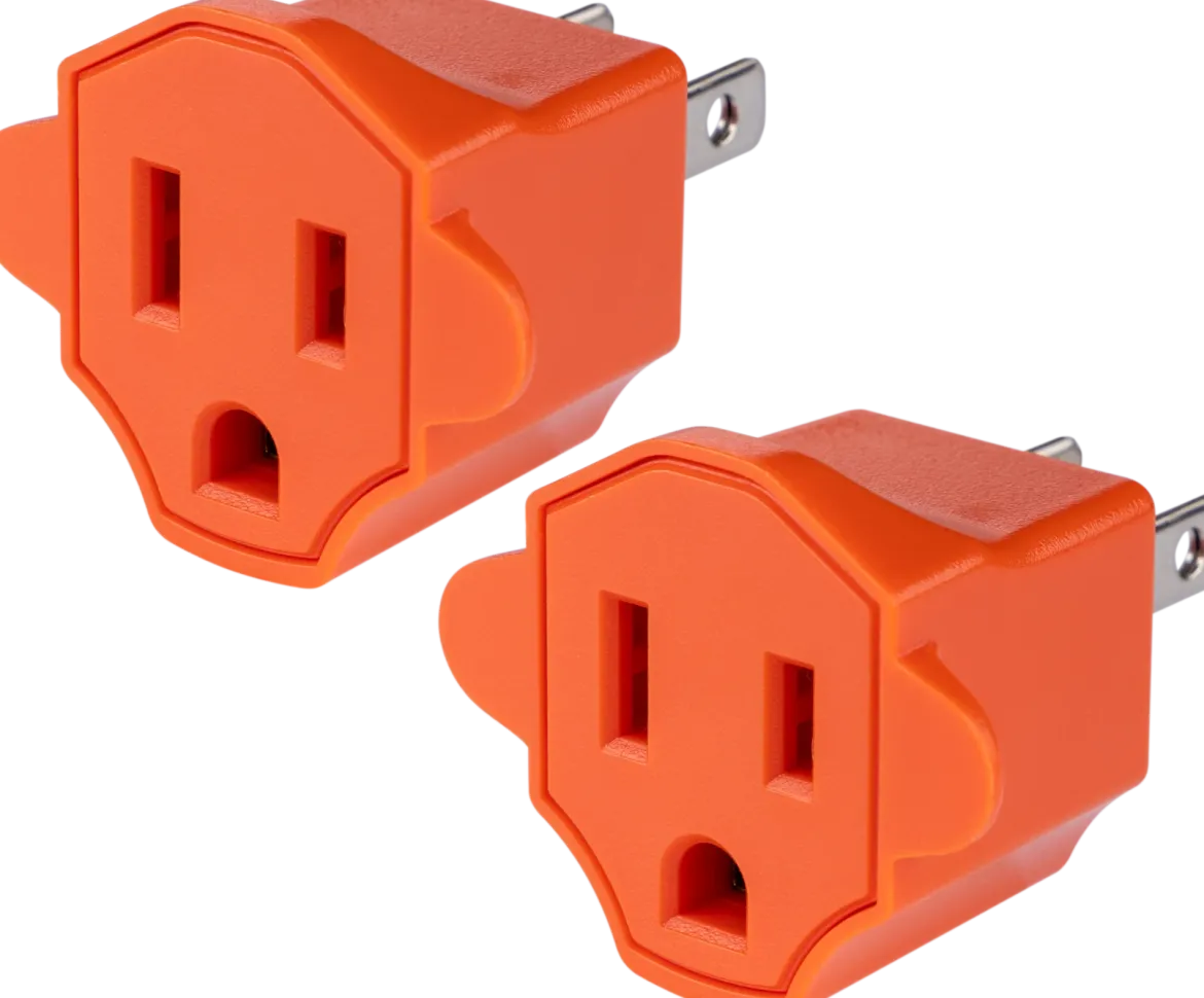 GE Polarized Grounded Adapter, 2 Pack, Orange