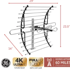 GE Pro Attic Mount HD Antenna, Gray