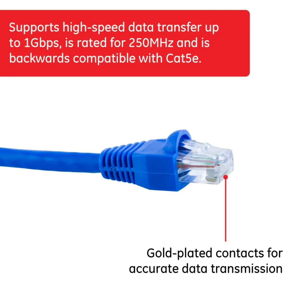 GE Pro 25ft. Cat6 Ethernet Internet Cable, Blue