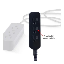 GE Pro 3-Outlet 8ft. Braided Extension Cord, Black