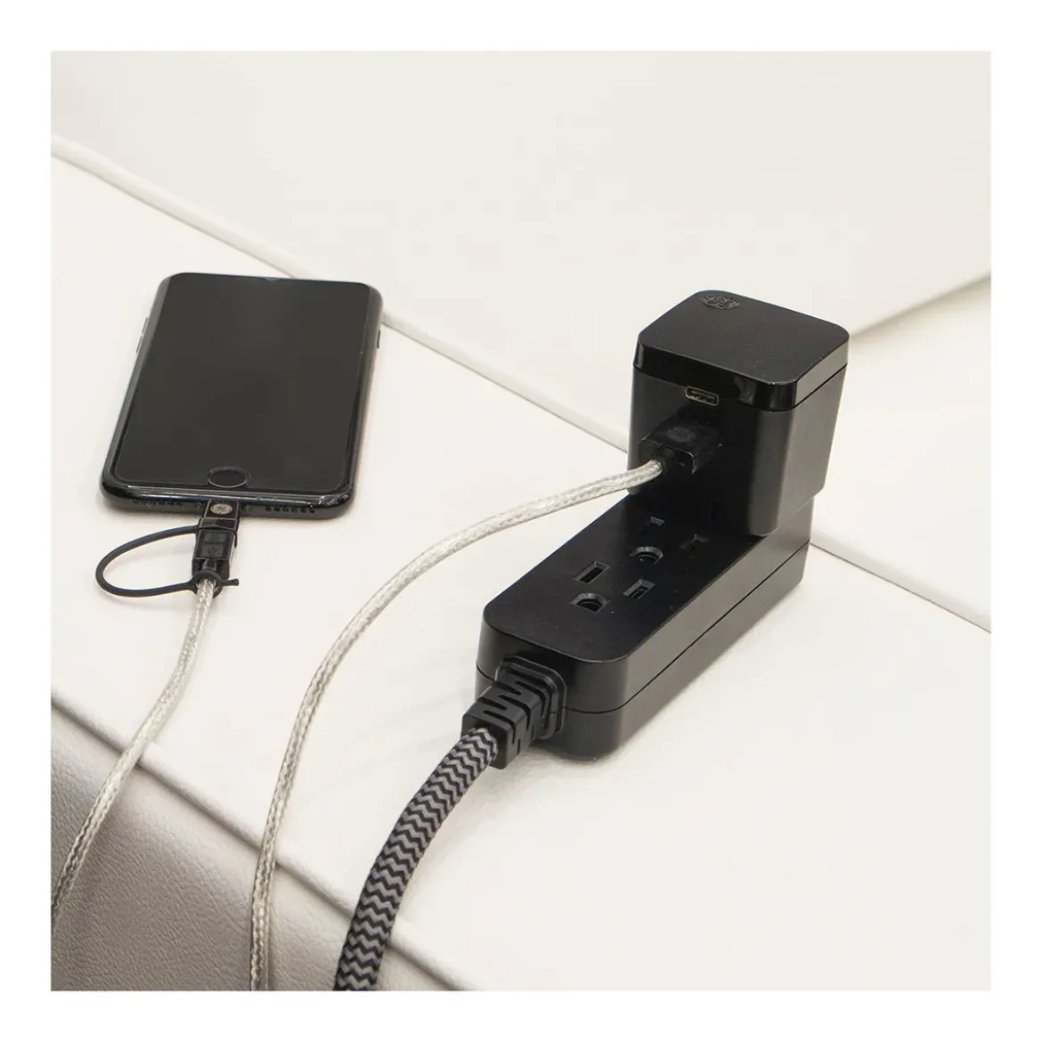 GE Pro 3-Outlet 8ft. Braided Extension Cord, Black