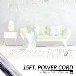 GE Pro 3-Outlet 15ft. Braided Extension Cord, Gray/White