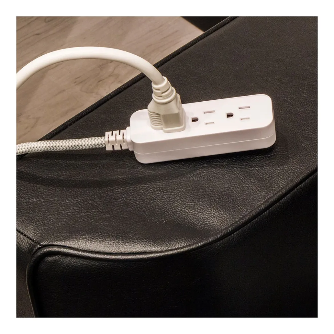 GE Pro 3-Outlet 15ft. Braided Extension Cord, Gray/White