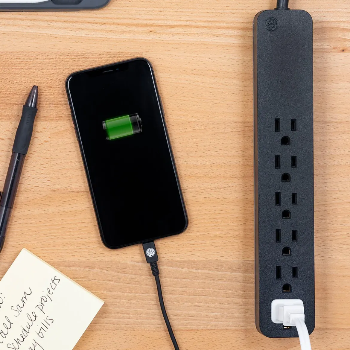 GE Pro 6-Outlet 2ft. Surge Protector, Black