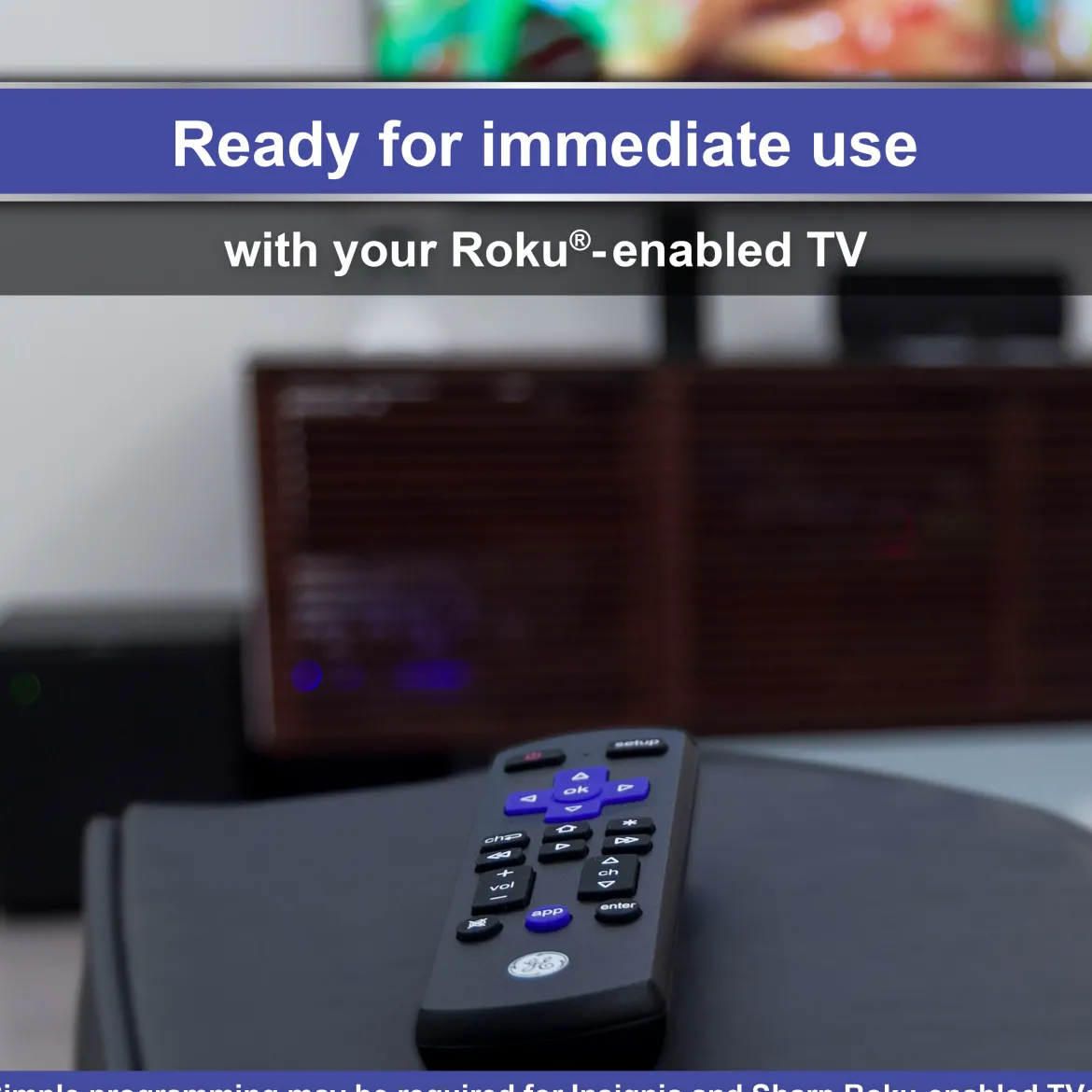 GE Roku TV Replacement Remote, Black