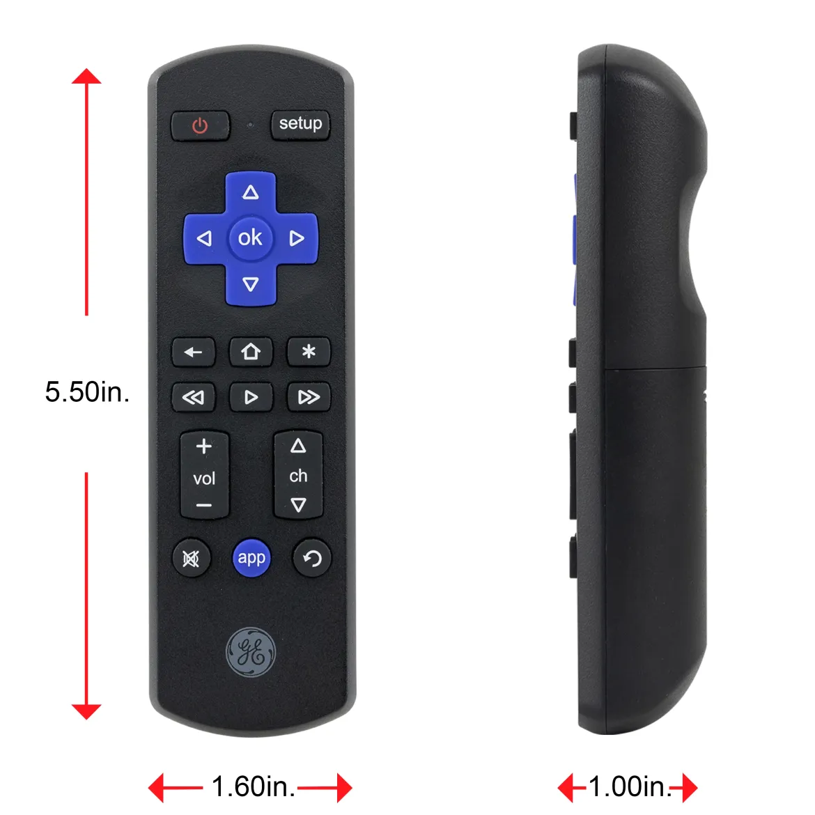 GE Roku TV Replacement Remote, Black