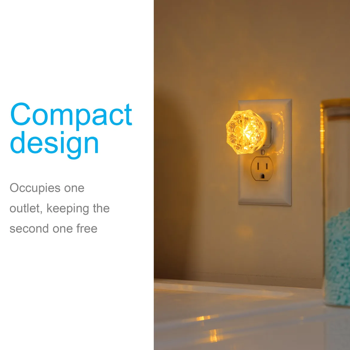 GE SleepLite Jewel Always On LED Night Light, Amber, 2 Pack