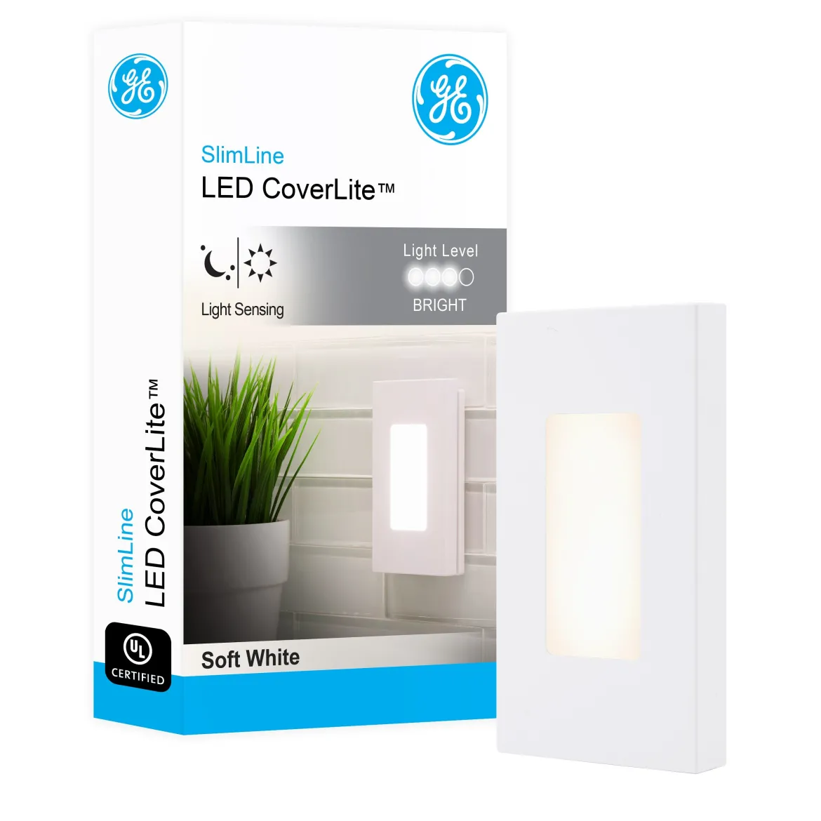 GE Slimline Coverlite Light Sensing LED Night Light, White