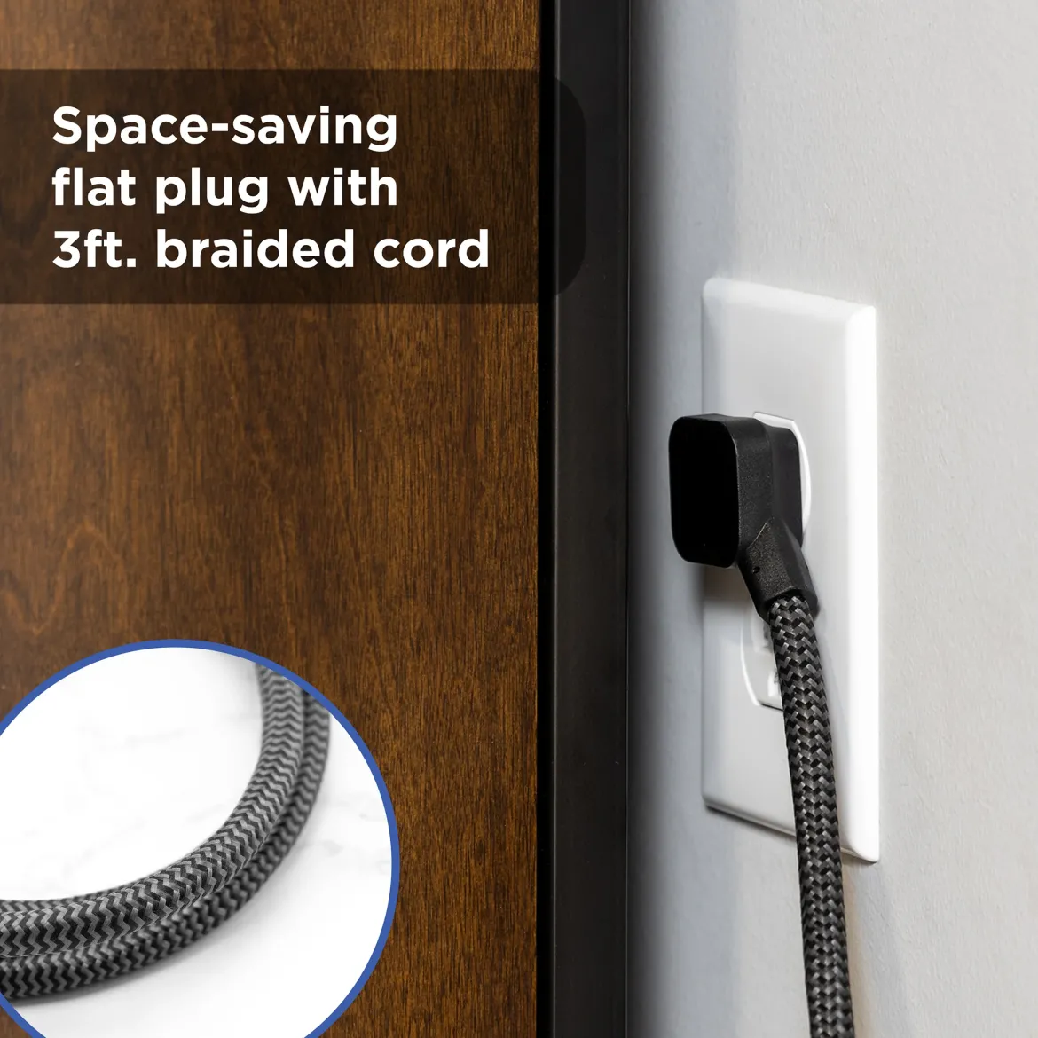 GE Surge Protector Power Strip, 4 Outlets, 1 USB-C & 1 USB-A Port (12W), 490J Protection, 3FT Braided Extension Cord, Flat Plug, Black